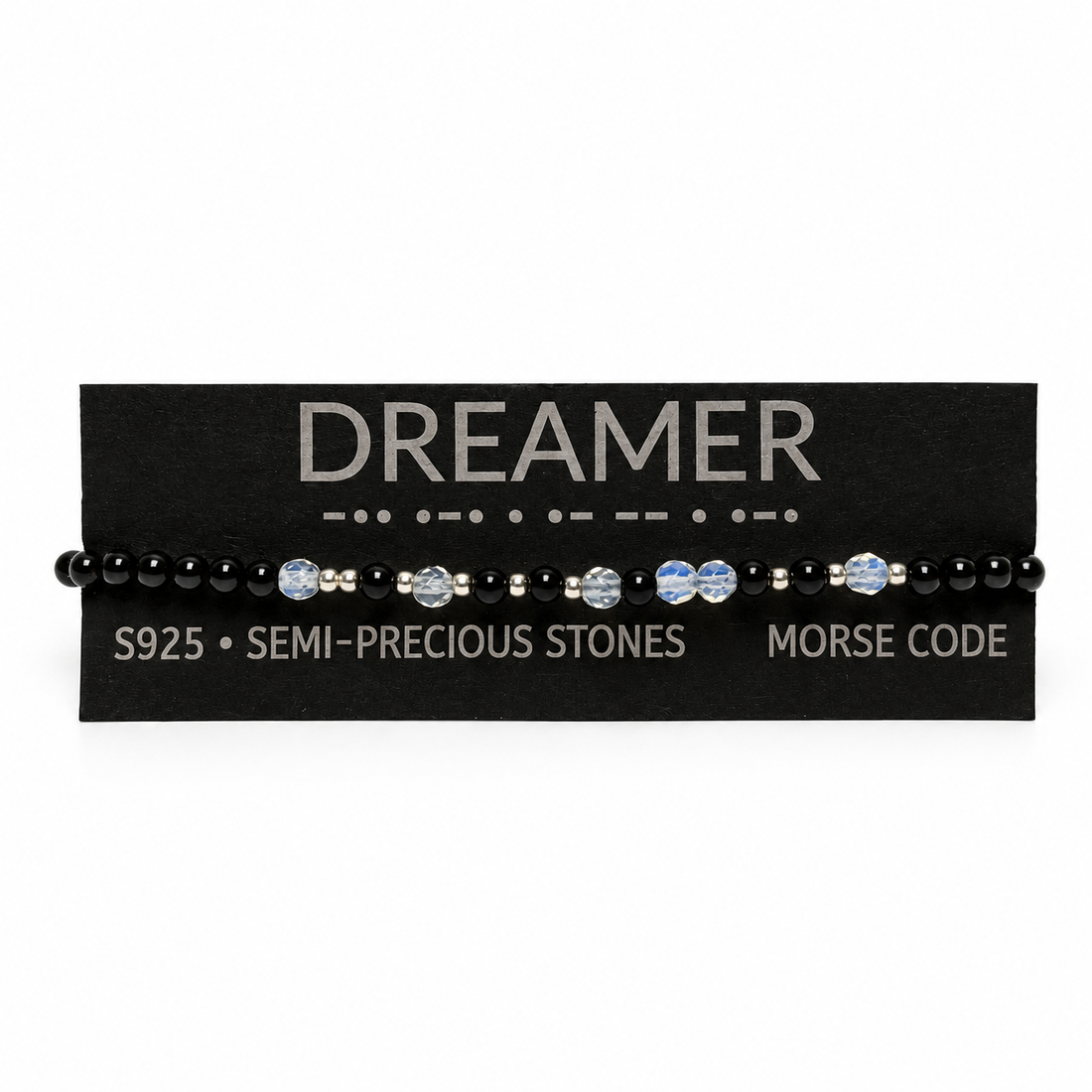 Brățară DREAMER din argint S925 și pietre semiprețioase � Cod Morse - bijuterii - brățări - brățări din pietre semiprețioase - Artynos.ro