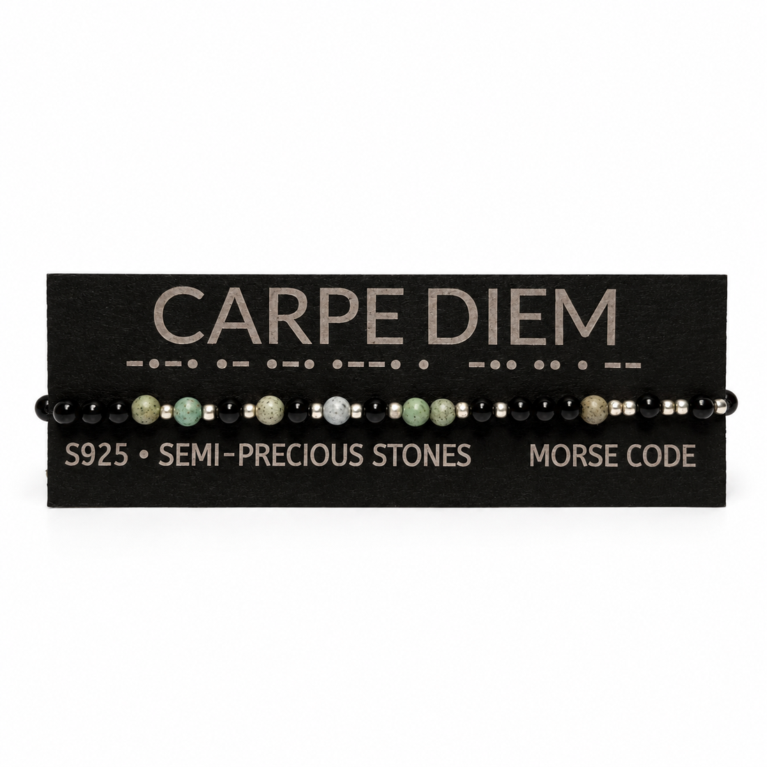 Brățară CARPE DIEM din pietre semiprețioase și argint S925 � Cod Morse - bijuterii - brățări - brățări din pietre semiprețioase - Artynos.ro
