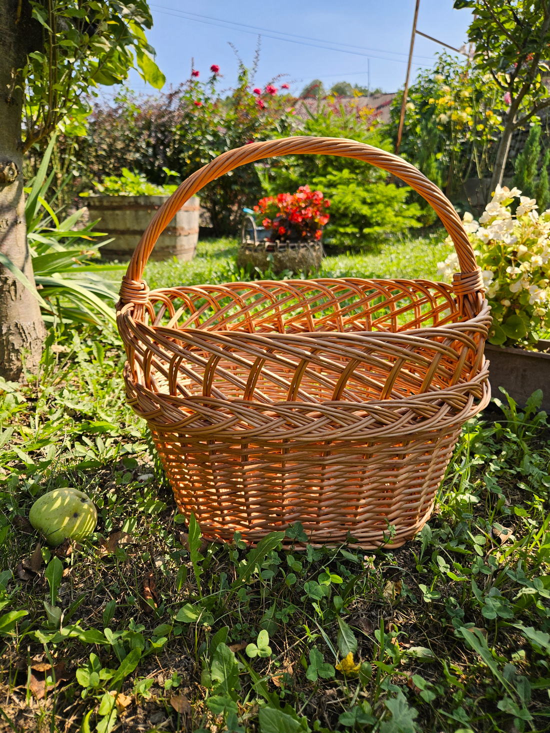 Coș cumpărături rachita - oval dantelat, coș picnic împletit - KT-002 - casă & stil de viață - organizare & depozitare - coșuri depozitare - Artynos.ro