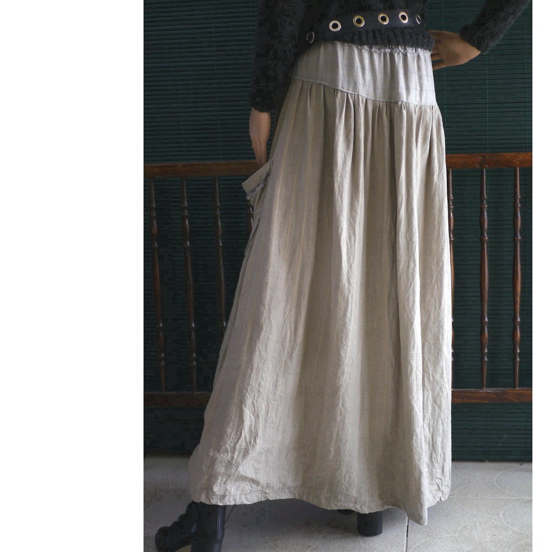 LUCA-SZOKNYA / homokszín - artsy lagenlook design - îmbrăcăminte și modă - haine damă - fustă damă - Artynos.ro