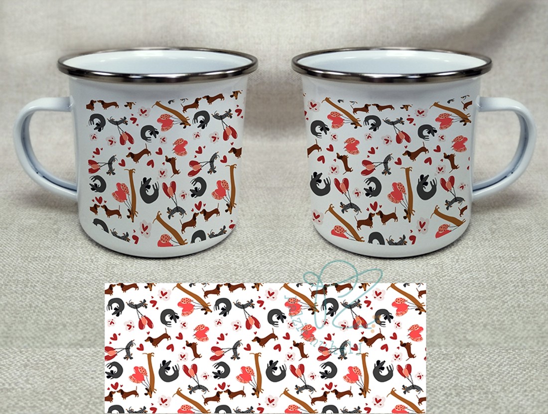 Cana smălțuită cu dachshund pentru Ziua Îndrăgostiților � cu model de dachshund micuț - casă & stil de viață - echipamente de bucătărie - accesorii de servire - căni - Artynos.ro