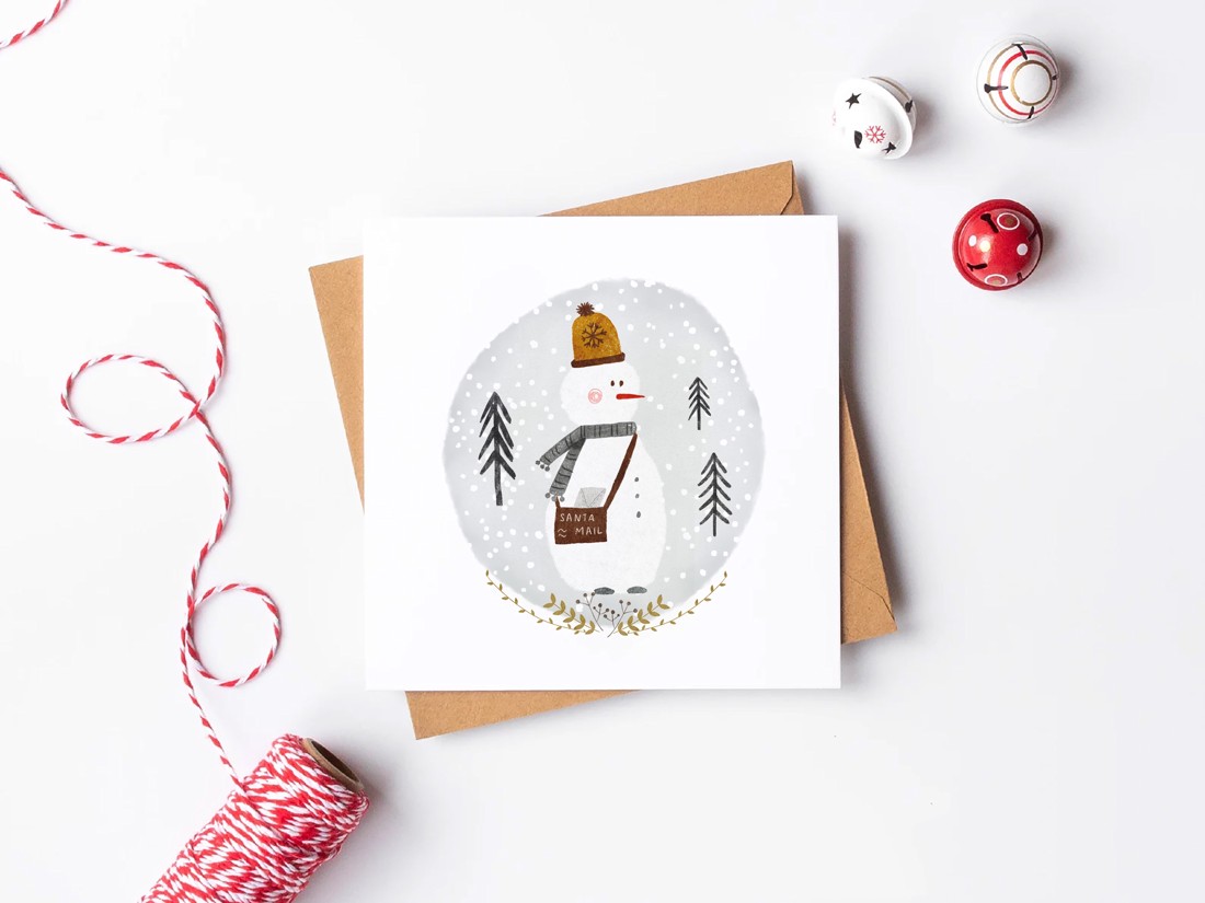 felicitare de Crăciun, felicitare festivă, om de zăpadă -  - Artynos.ro