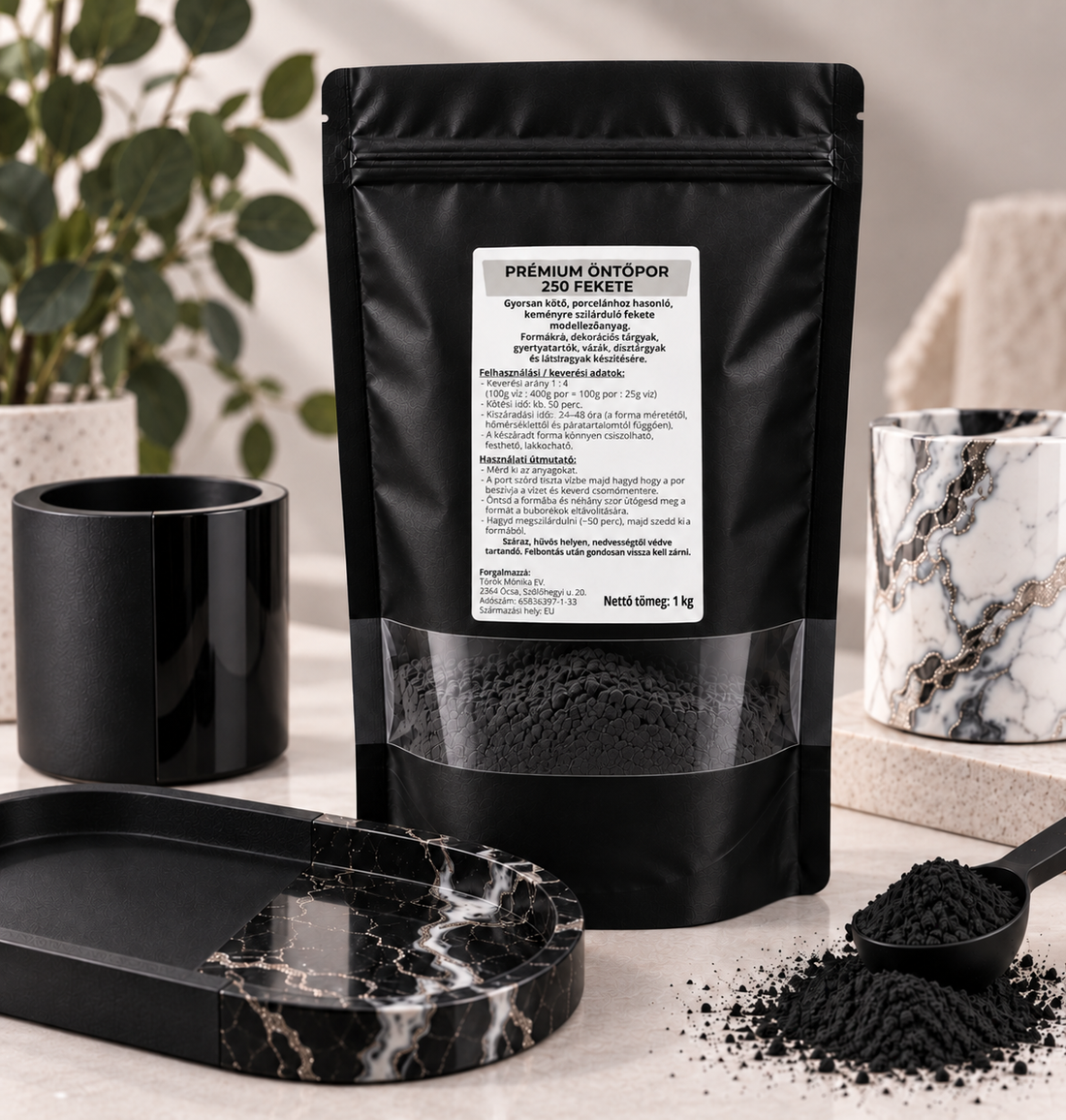 Prémium öntőpor 250 FEKETE 1kg - accesorii și unelte - materie primă mixtă - ghips - Artynos.ro