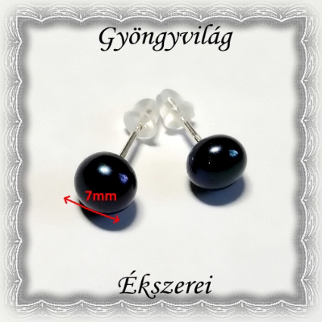Cercei: perlă naturală, argint 925 SFE-IGY01-7 negru -  - Artynos.ro