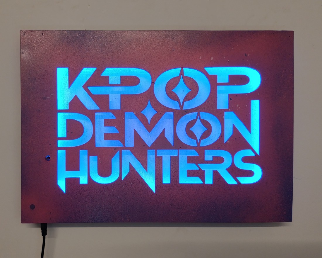 Fanii K-Pop Demon Hunters - pictură murală cu iluminare ambientală - casă & stil de viață - accesorii pentru decorat casa - picturi murale - artă de perete din lemn - Artynos.ro