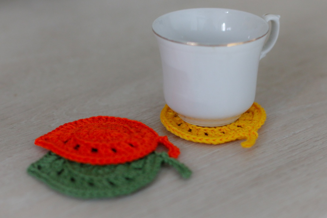 Set suport pahar frunza. Coastere croșetate  -  - Artynos.ro