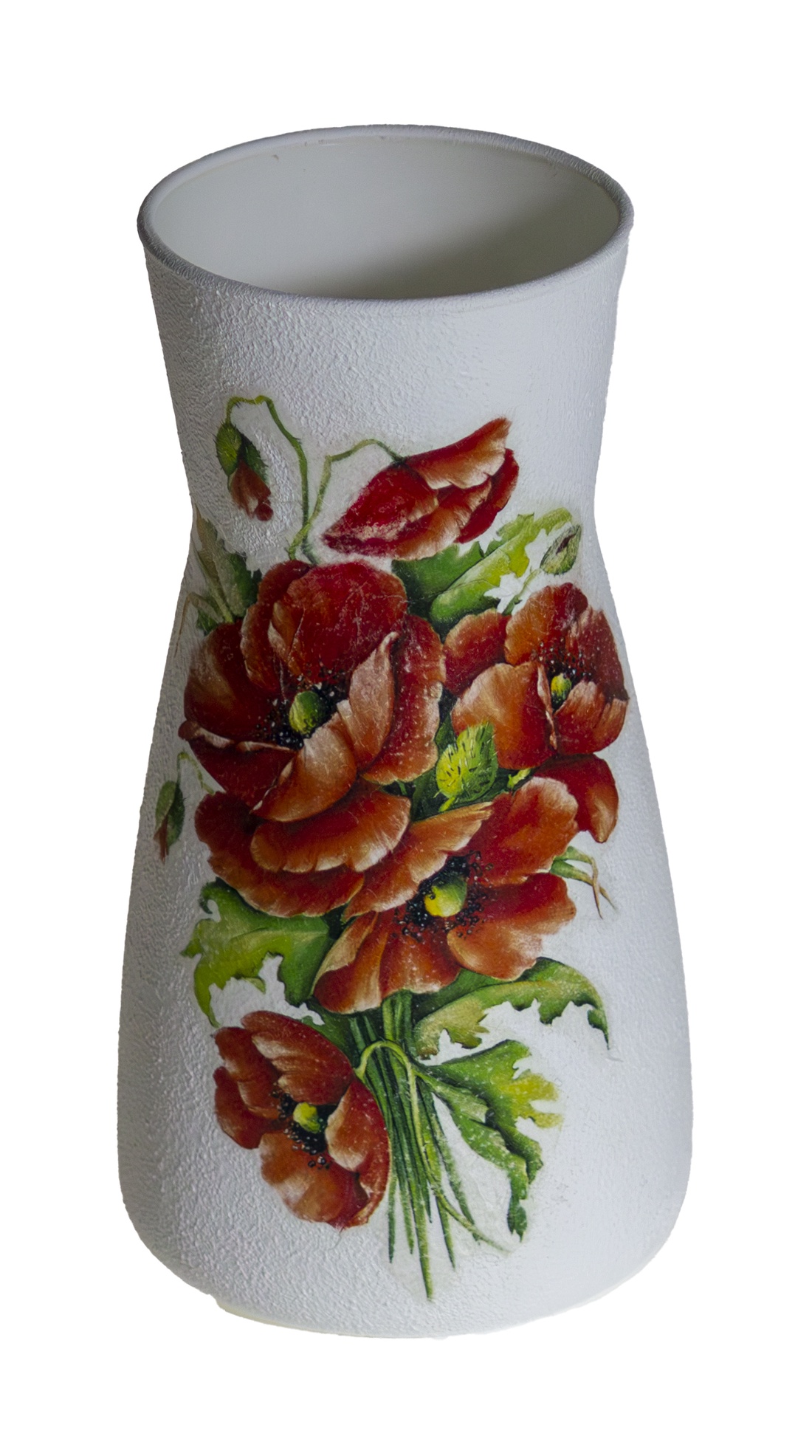 Vaza de sticla decorata cu maci, 10x10x20 cm - casă & stil de viață - decorațiuni de casă - accesorii florale - vaze - Artynos.ro