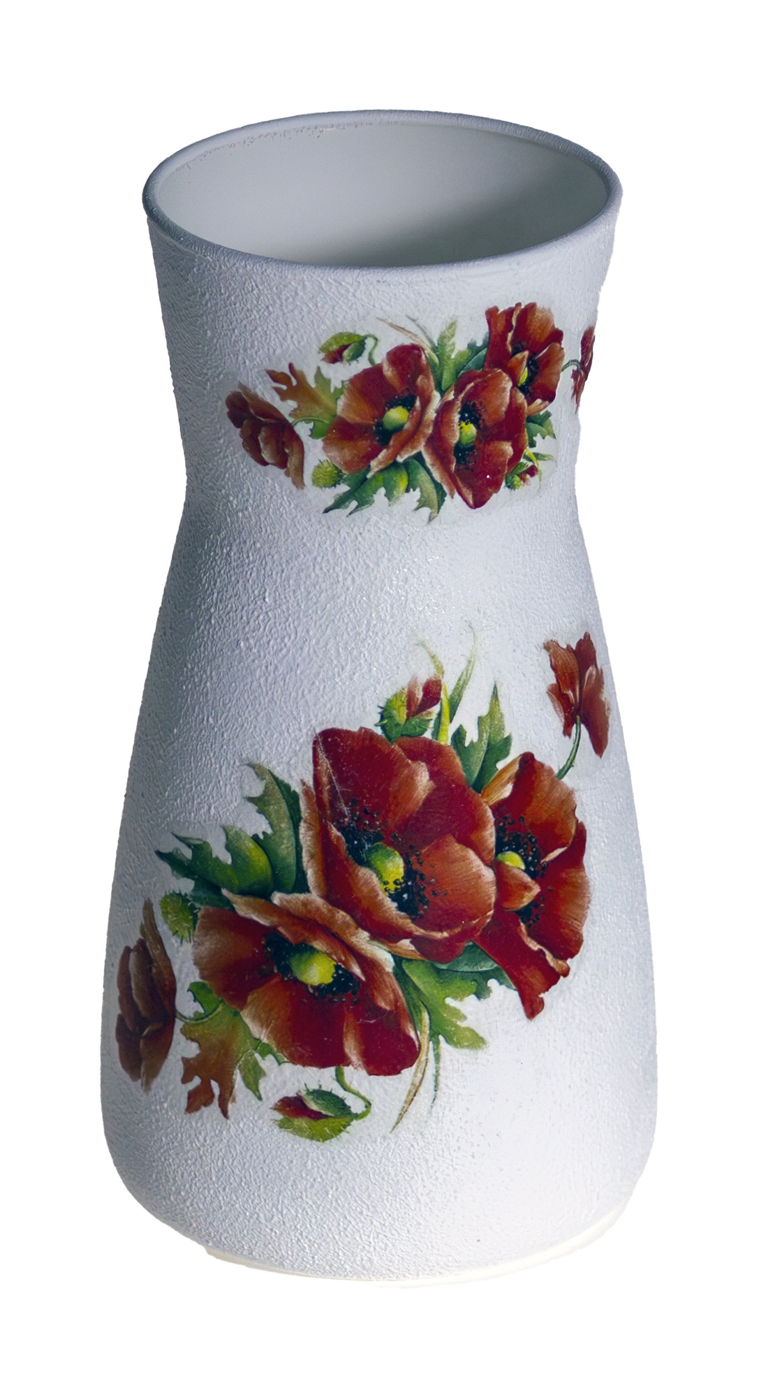 Vaza de sticla decorata cu maci, 10x10x20 cm - casă & stil de viață - decorațiuni de casă - accesorii florale - vaze - Artynos.ro