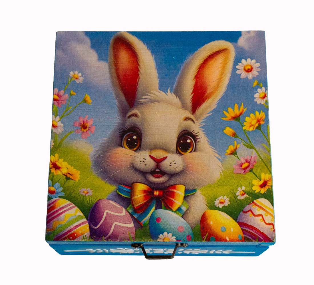 Cutie pentru ceai cu 4 compartimente, 17x17x9 cm. - decor de sărbători - decorațiuni de paște - alte creații de paște - Artynos.ro