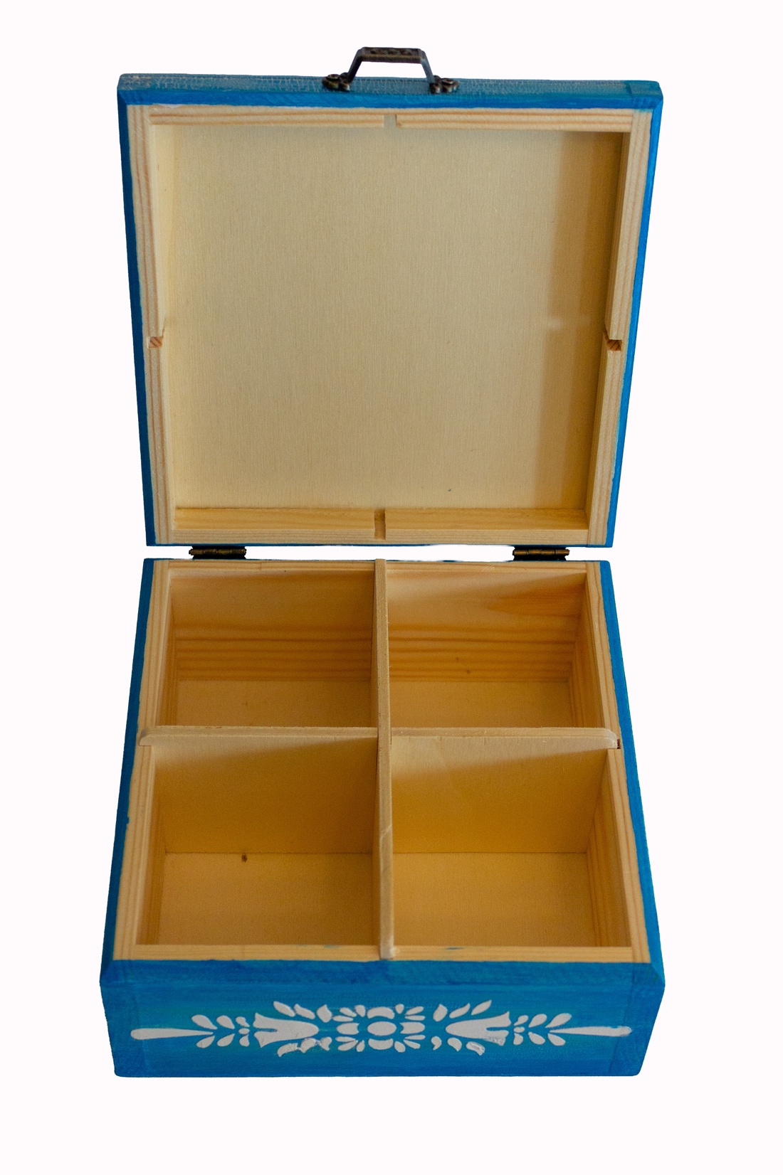 Cutie pentru ceai cu 4 compartimente, 17x17x9 cm. - decor de sărbători - decorațiuni de paște - alte creații de paște - Artynos.ro