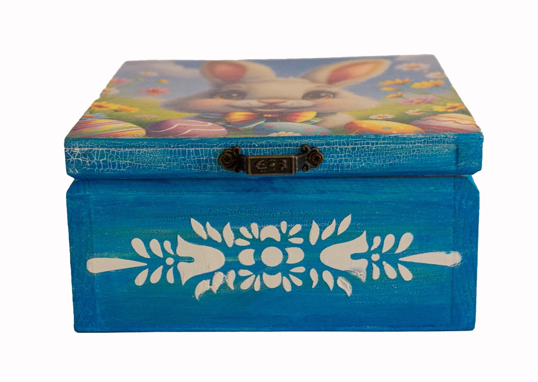 Cutie pentru ceai cu 4 compartimente, 17x17x9 cm. - decor de sărbători - decorațiuni de paște - alte creații de paște - Artynos.ro