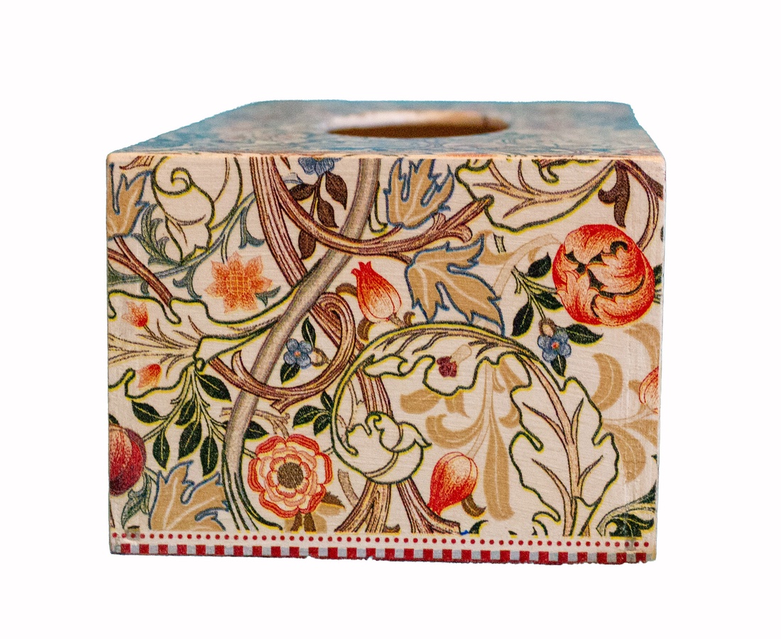 Suport cutie servetele cu model William Morris, 25,5x13,7x10 cm. - casă & stil de viață - organizare & depozitare - cutie pentru șervețele - Artynos.ro