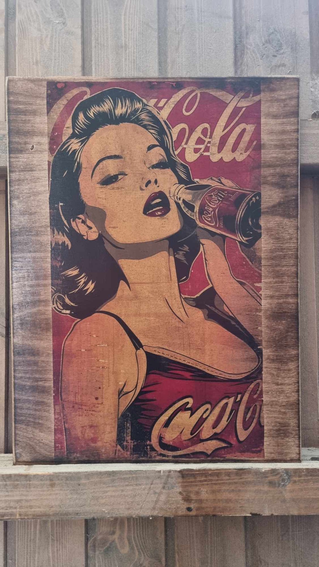 Coca-Cola poza din lemn - casă & stil de viață - accesorii pentru decorat casa - picturi murale - artă de perete din lemn - Artynos.ro