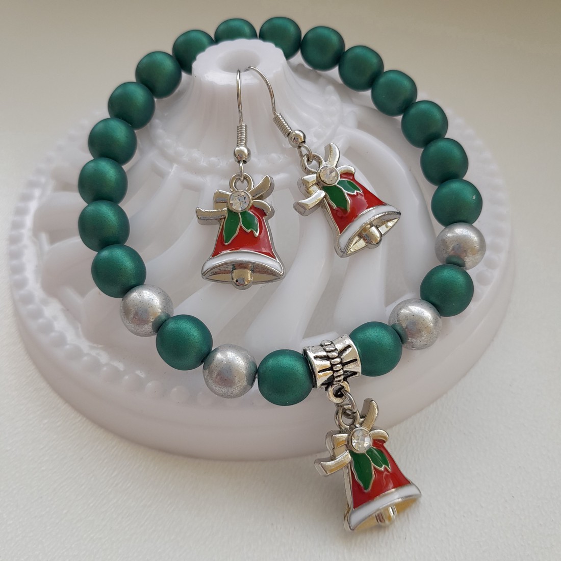 Bijuterii cu clopoței de Crăciun - brățară, cercei -  - Artynos.ro
