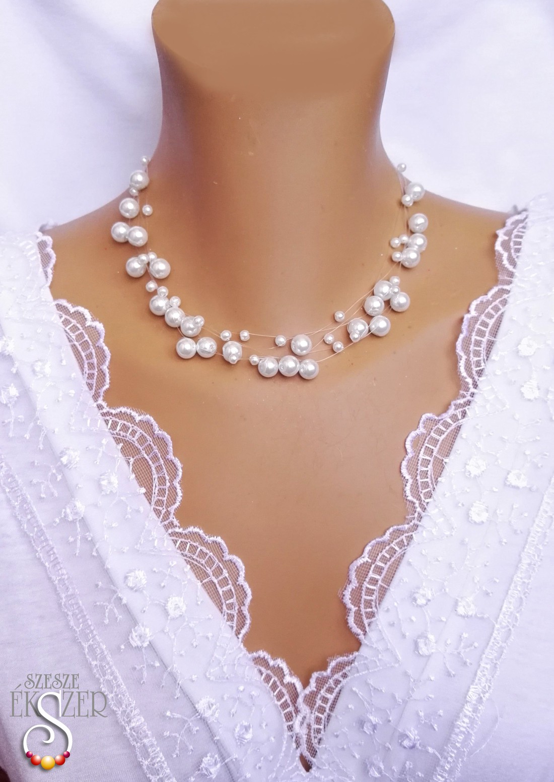 Colier elegant relaxat cu perle pentru mirese -  - Artynos.ro