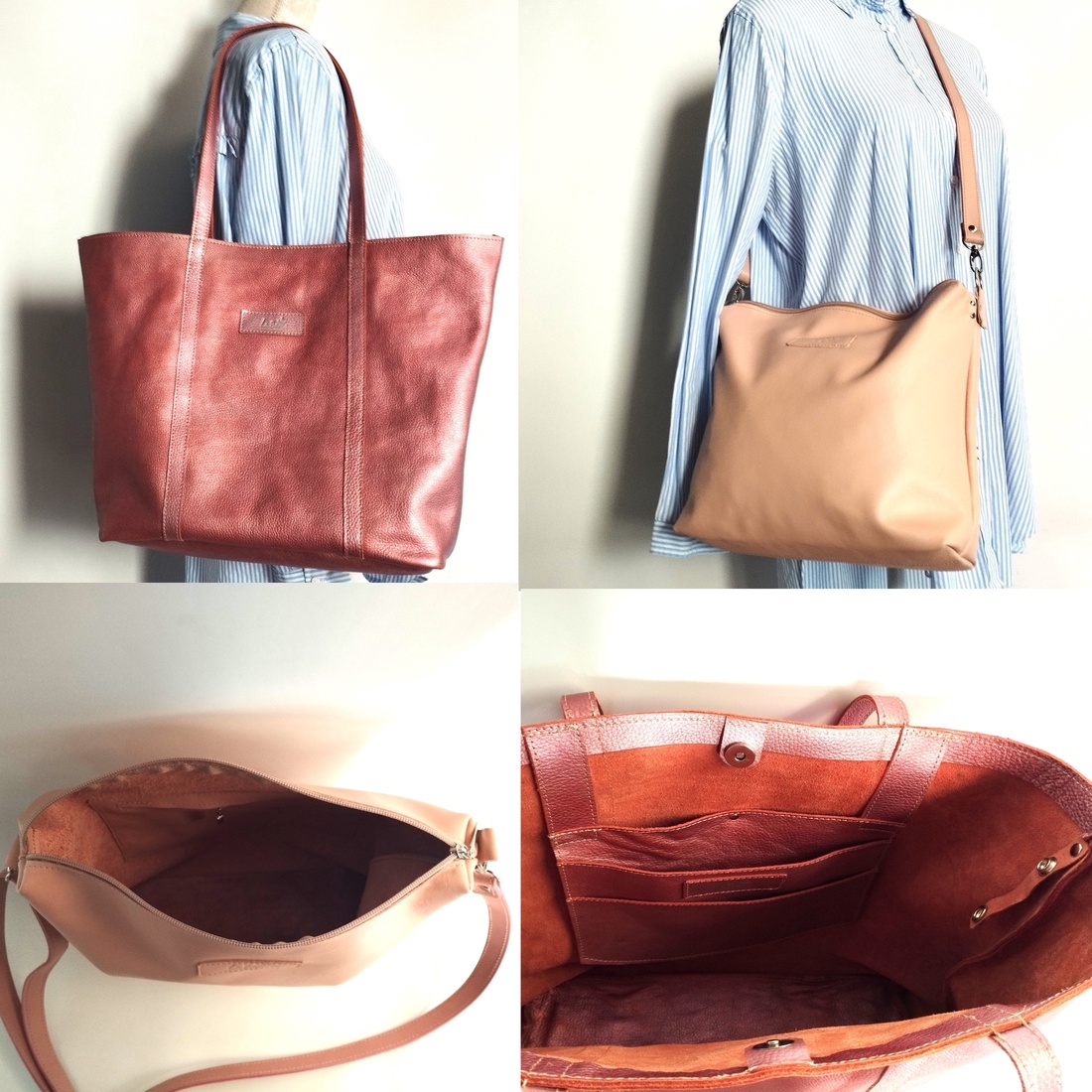 Geantă shopper din piele roz, cu interior detașabil care poate fi folosit și separat Granada 010 Extra - geantă și husă - geantă pentru cumpărături - geantă shopper, geantă tote, geantă textilă - Artynos.ro