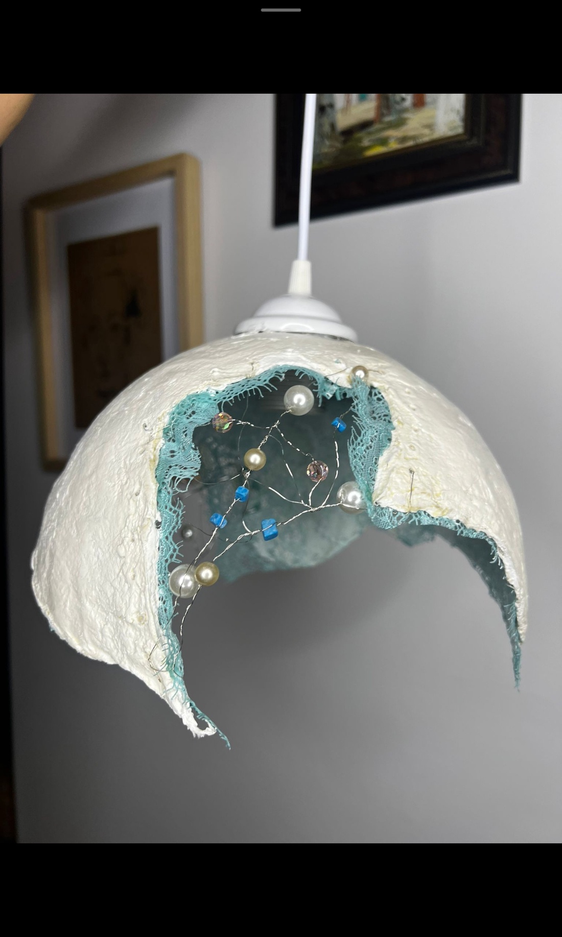 Lampa cu dantela turcoaz - casă & stil de viață - lămpi și corpuri de iluminat - lampă de ambianță - Artynos.ro