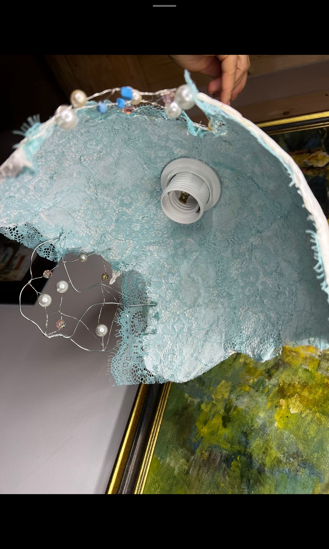 Lampa cu dantela turcoaz - casă & stil de viață - lămpi și corpuri de iluminat - lampă de ambianță - Artynos.ro