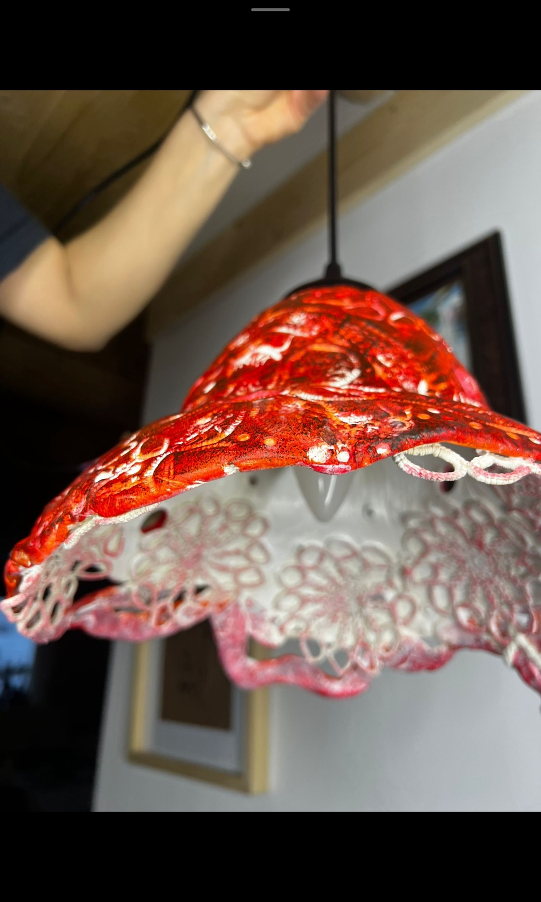 Lampa roșie dantelata - casă & stil de viață - lămpi și corpuri de iluminat - lampă de ambianță - Artynos.ro