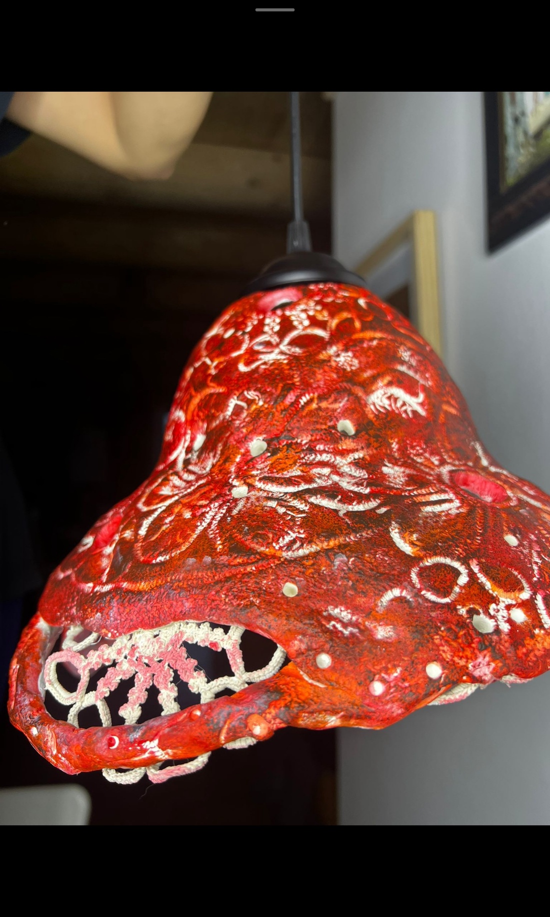 Lampa roșie dantelata - casă & stil de viață - lămpi și corpuri de iluminat - lampă de ambianță - Artynos.ro