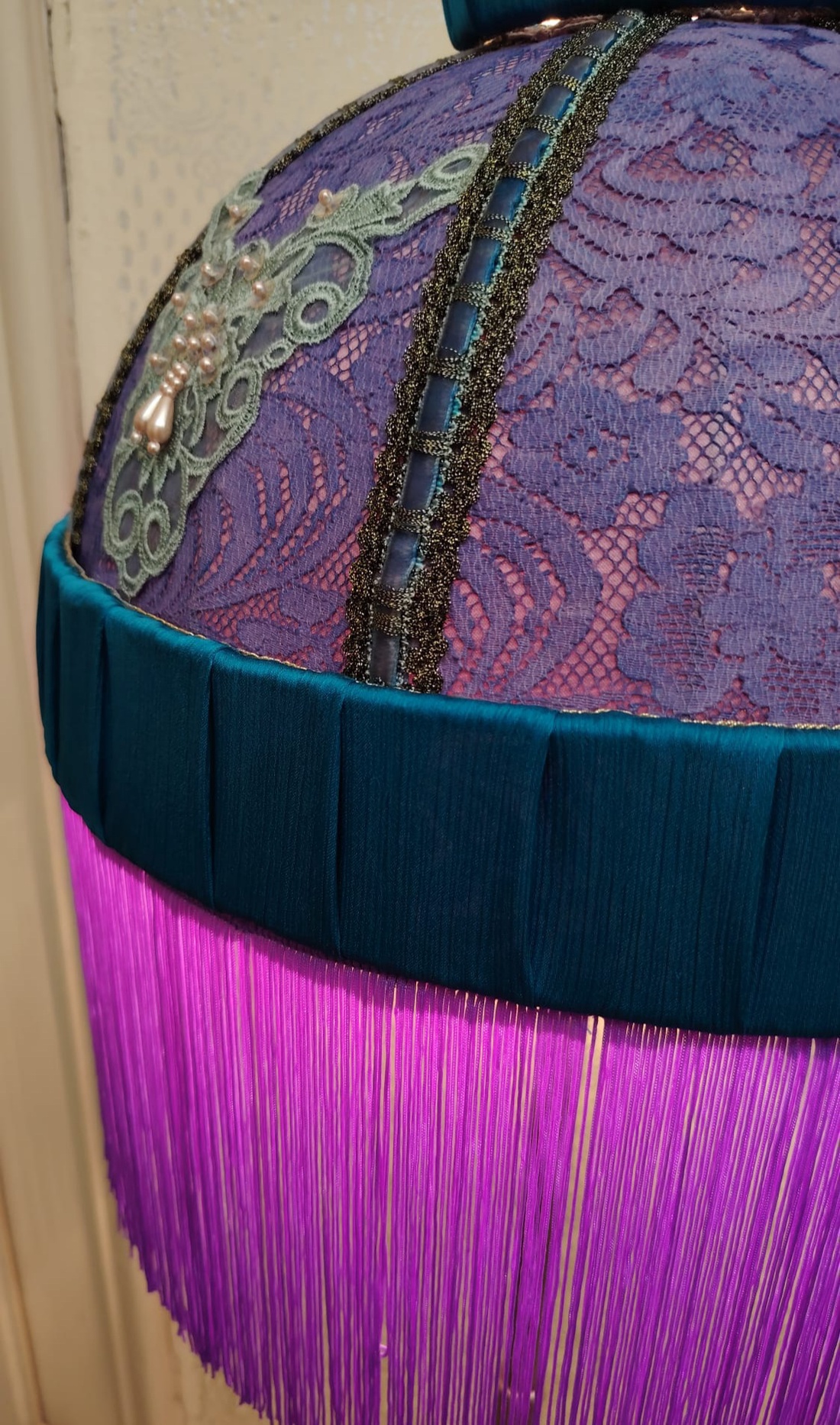Handmade purple/turquoise lampshade for a floor lamp or pendant light - casă & stil de viață - lămpi și corpuri de iluminat - lampă de ambianță - Artynos.ro