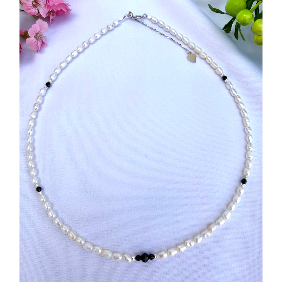 Colier elegant perle si spinel - bijuterii - coliere - coliere din pietre semiprețioase - Artynos.ro