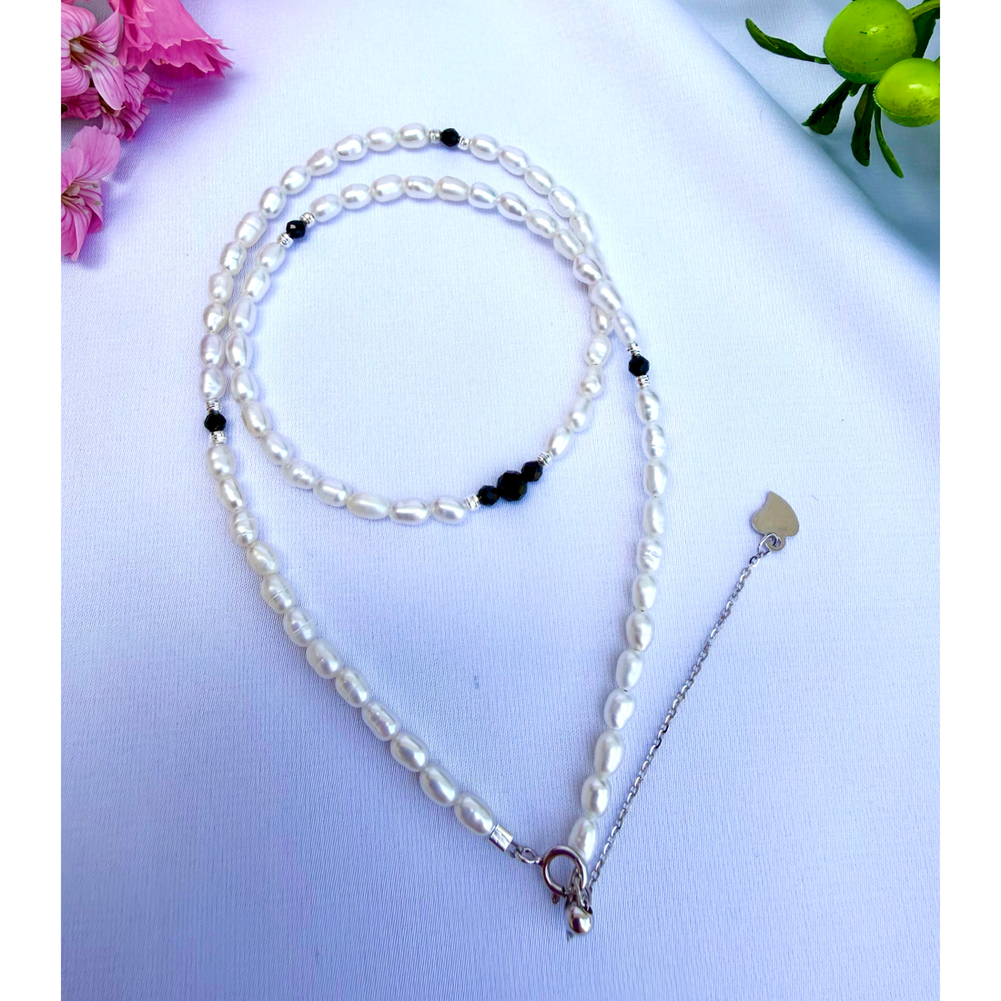 Colier elegant perle si spinel - bijuterii - coliere - coliere din pietre semiprețioase - Artynos.ro