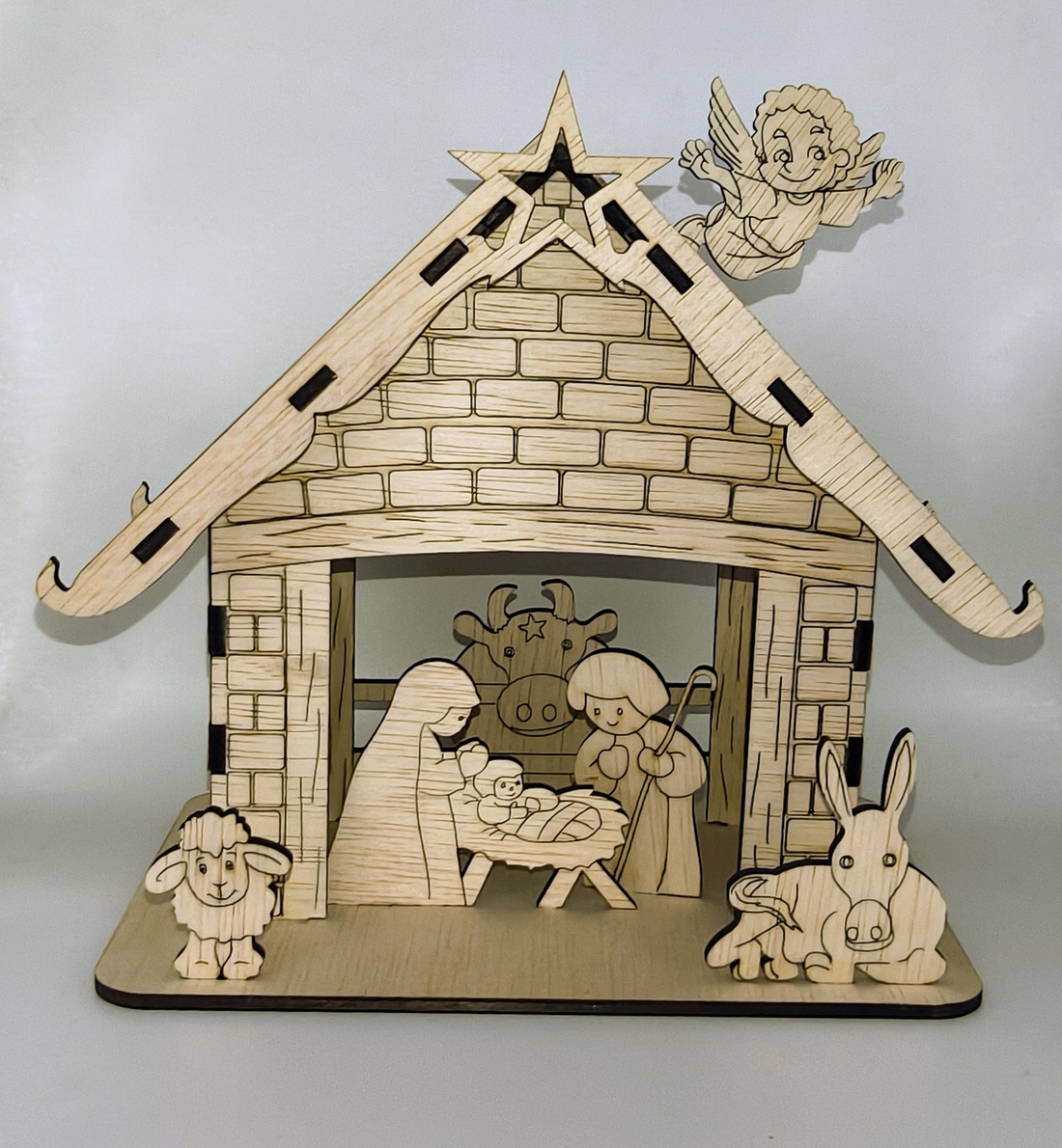 Iesle din lemn - crăciun - decorațiuni de crăciun de casă - căsuțe decorative de crăciun - Artynos.ro