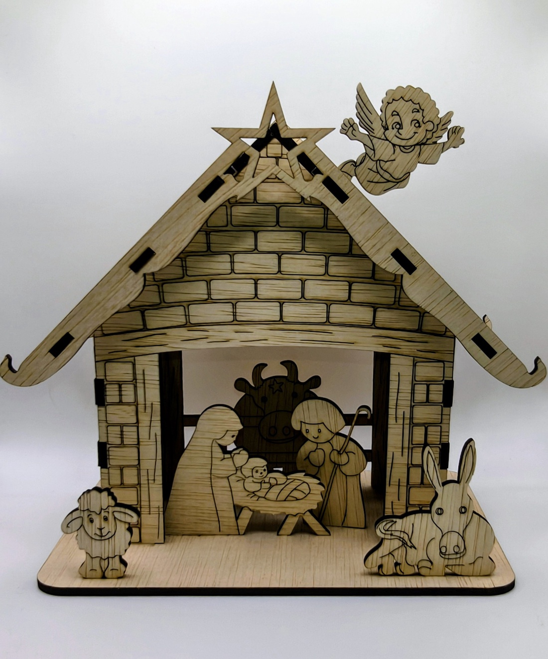 Iesle din lemn - crăciun - decorațiuni de crăciun de casă - căsuțe decorative de crăciun - Artynos.ro