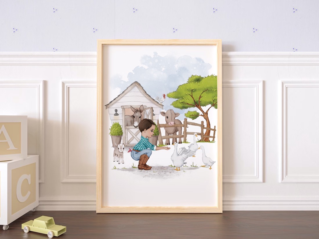 Viața la fermă, decorațiuni de perete, set poster cu monogramă, 3 bucăți -  - Artynos.ro