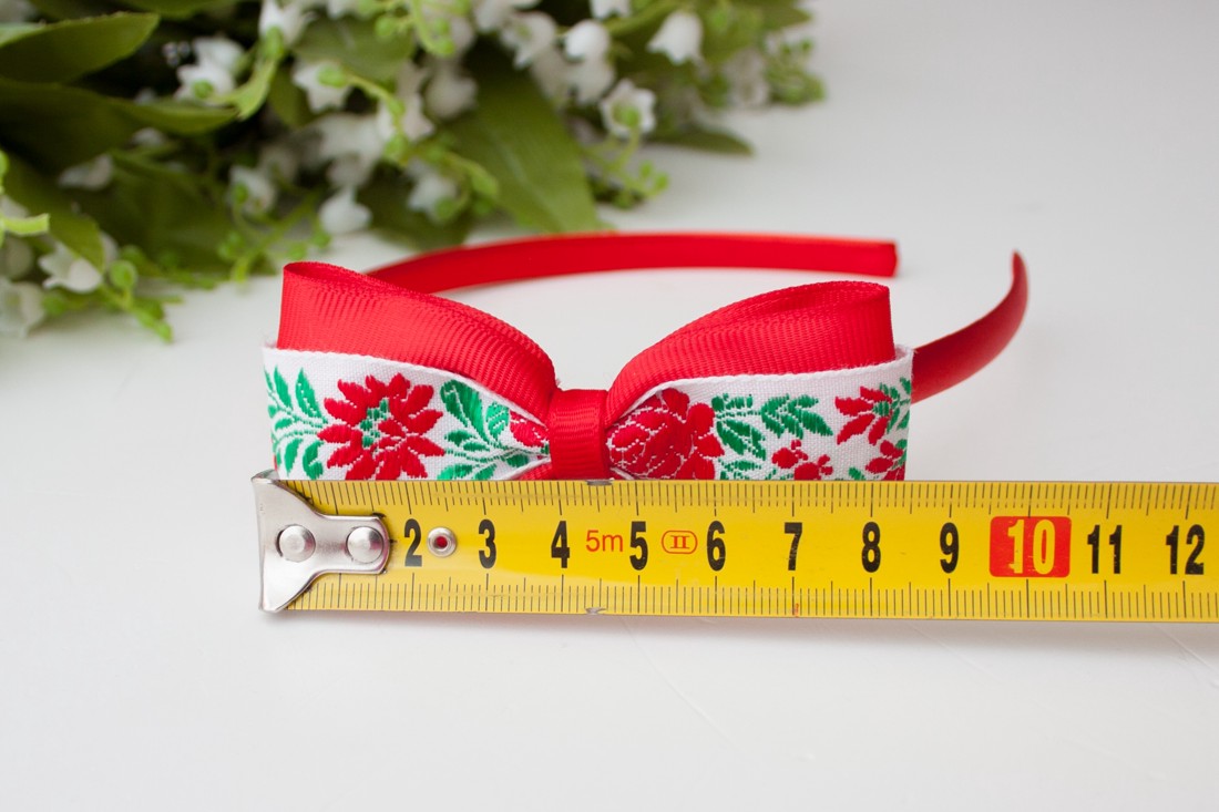 Bentiță de păr cu model floral cu model floral - Roșu -  - Artynos.ro