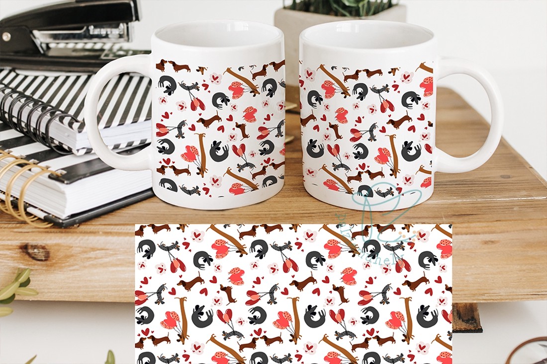 Cană de ceramică cu dachshund pentru Ziua Îndrăgostiților � cu model de dachshund micuț - casă & stil de viață - echipamente de bucătărie - accesorii de servire - căni - Artynos.ro