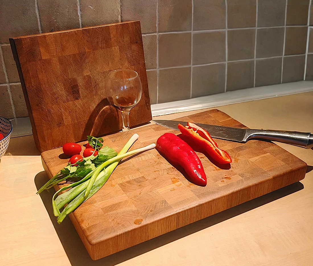 Tocator premium de bucatarie End-Grain din lemn masiv de stejar, anti-alunecare, anti-bacterian, 39 X 29 X 3.5 cm - casă & stil de viață - echipamente de bucătărie - accesorii de gătit - tocătoare - Artynos.ro
