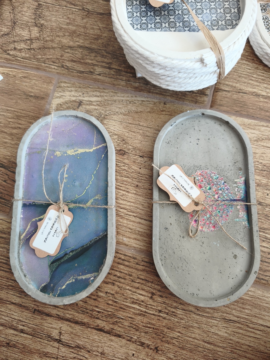 Tavite din beton pentru suport lumanari/ghivece cu model tematic - accesorii nuntă - materiale decor pentru nuntă - lumânări de nuntă și suport lumânări - Artynos.ro