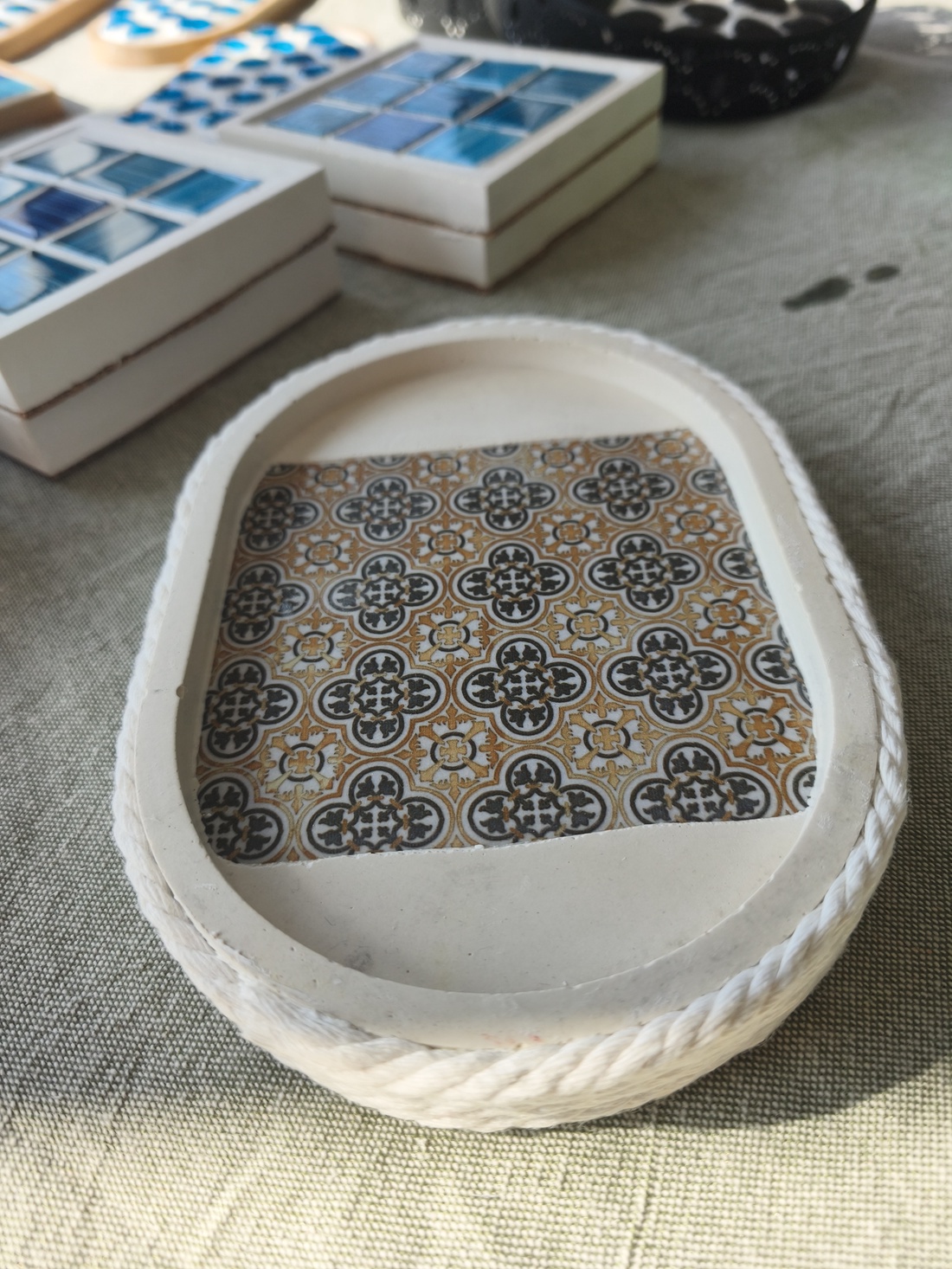 Tavita de ceramica cu insert gresie pentru bucatarie. Suport diverse - casă & stil de viață - accesorii de baie - suport organizator de baie - Artynos.ro