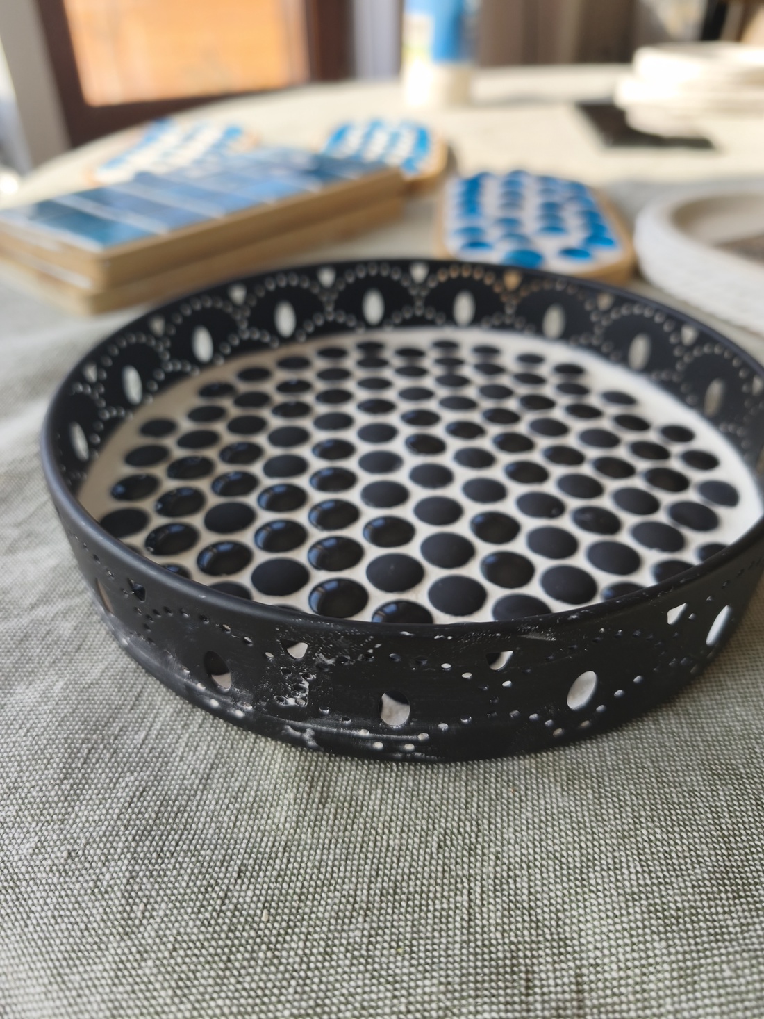 Tava decor bucatarie alb-negru, pietre/mozaic - casă & stil de viață - echipamente de bucătărie - accesorii de depozitare  - recipient de condimente - Artynos.ro