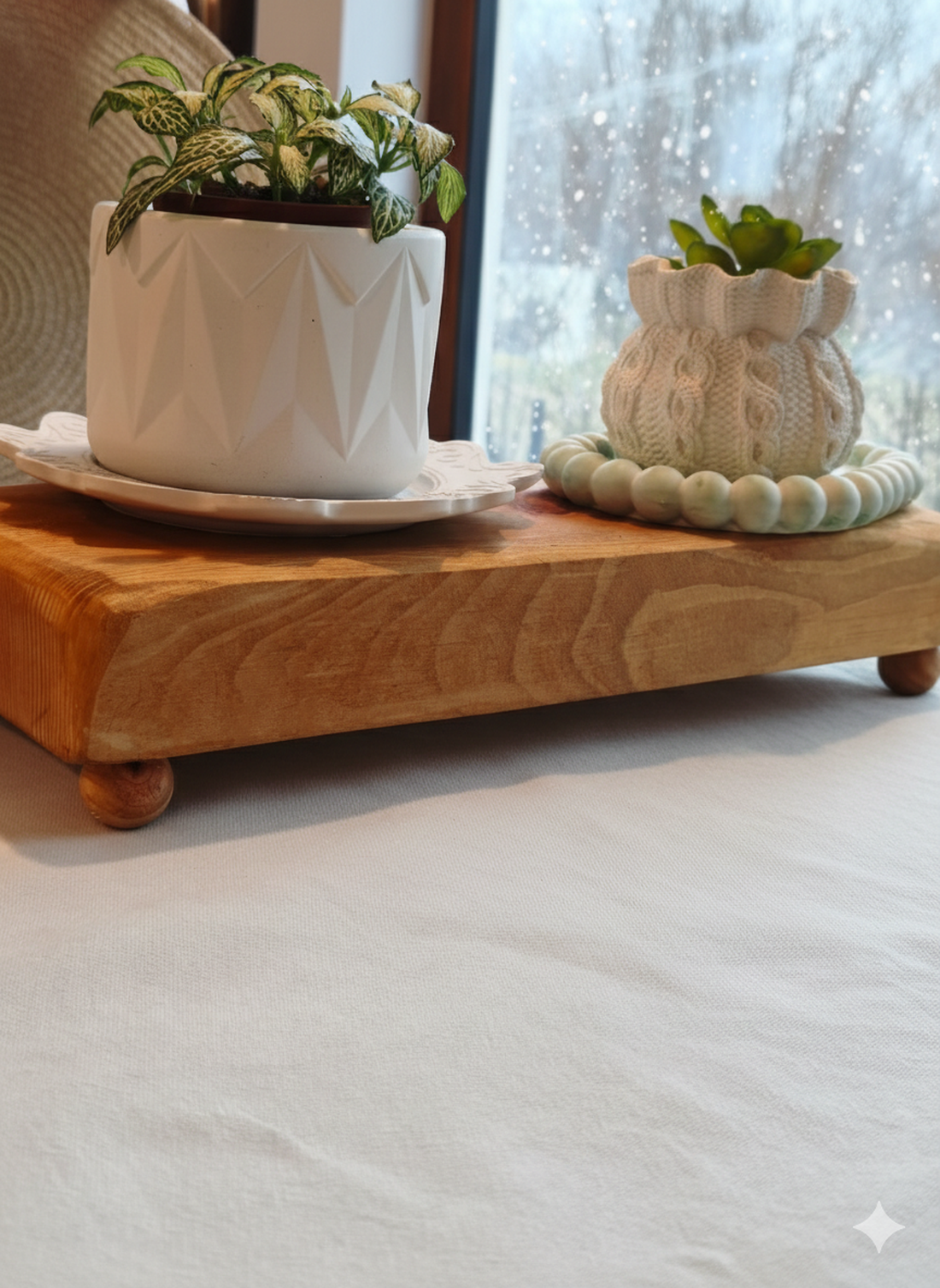 Suport pentru ghivece lemn masiv, decor pentru masa - accessorii și unelte - lemn - alte produse din lemn - Artynos.ro