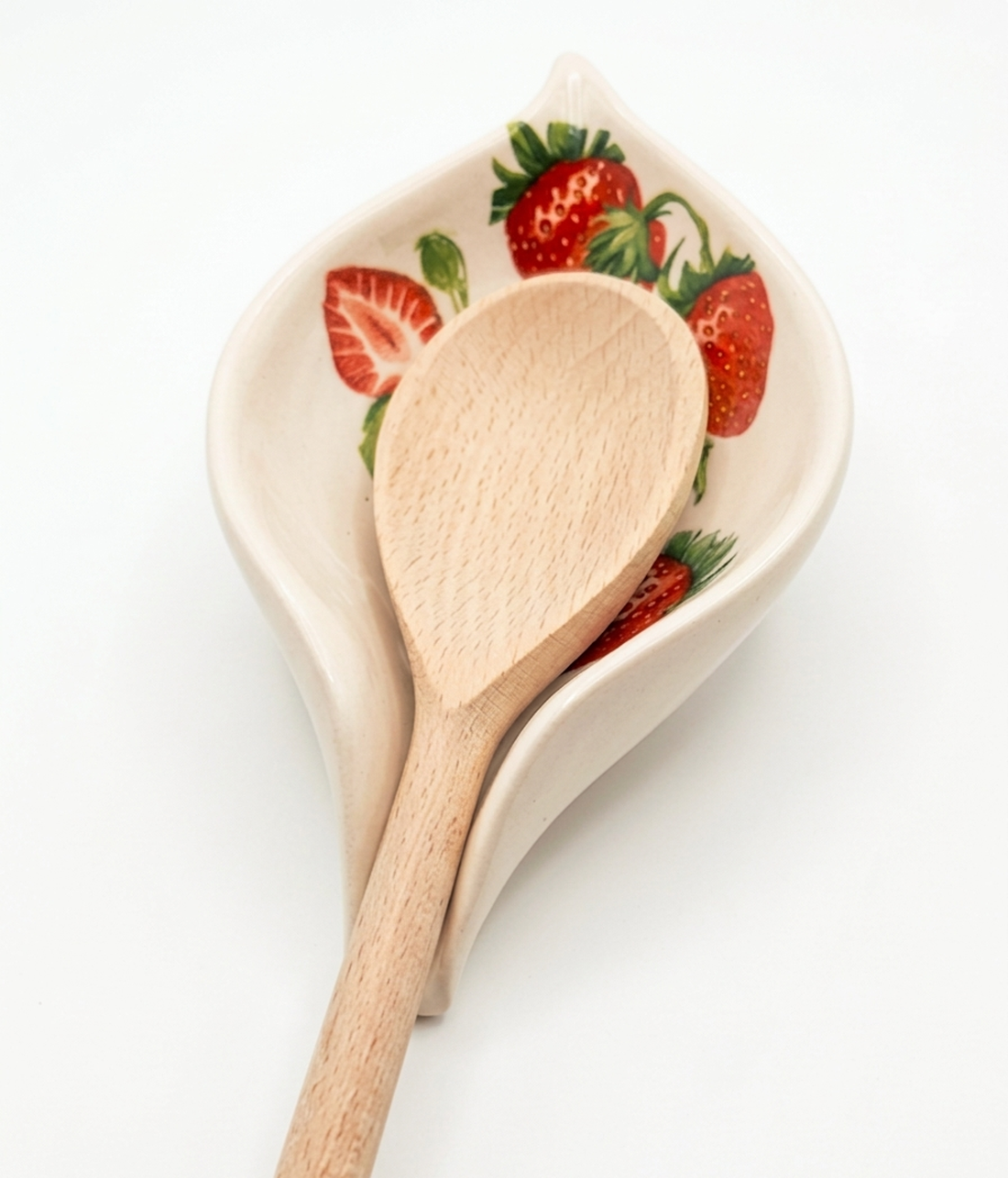 Set de 5 piese - model căpșună (suport lingură, inele servețele, suport ouă) - decor de sărbători - decorațiuni de paște - decor masă de paște - Artynos.ro