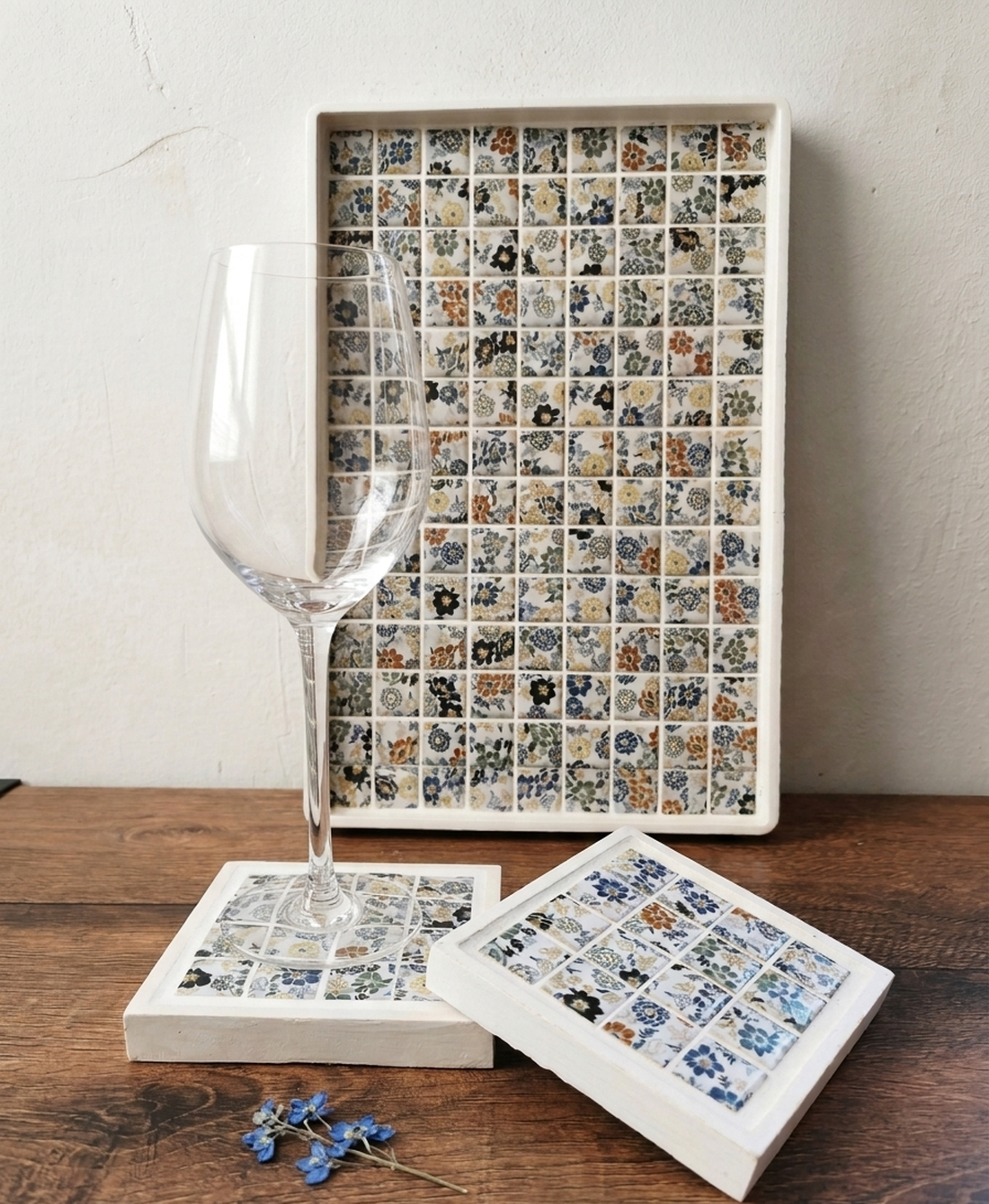 Set tava de mozaic ceramic si 2 coasters pentru pahare - casă & stil de viață - echipamente de bucătărie - accesorii de servire - tăvițe - Artynos.ro