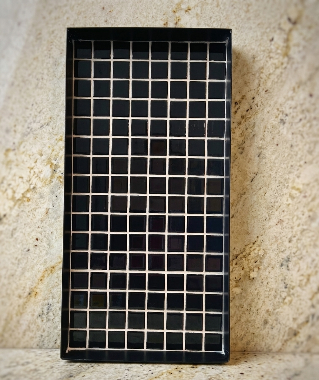 Tava neagra din mozaic de sticla neagra 40x20 cm - casă & stil de viață - echipamente de bucătărie - accesorii de servire - tăvițe - Artynos.ro