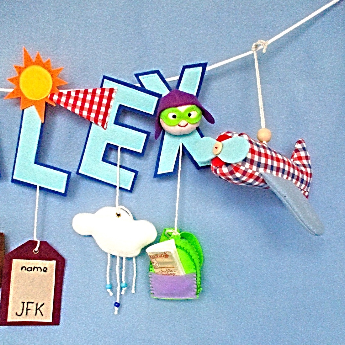 Litere din fetru ,ghirlanda decorativa cu tema avioanelor ,decoratiune pentru camera copilului. - jucării și echipamente pentru copii - cadouri baby shower - Artynos.ro