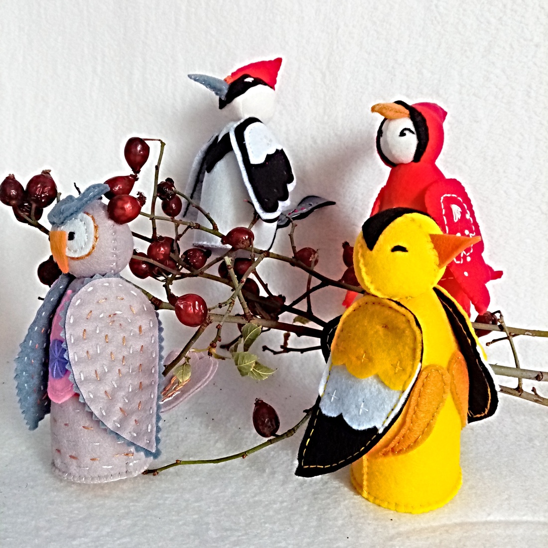 Pasari din fetru pentru baby mobile sau ghirlanda de primavara. - jucării și echipamente pentru copii - plușuri - figurine de pluș - Artynos.ro