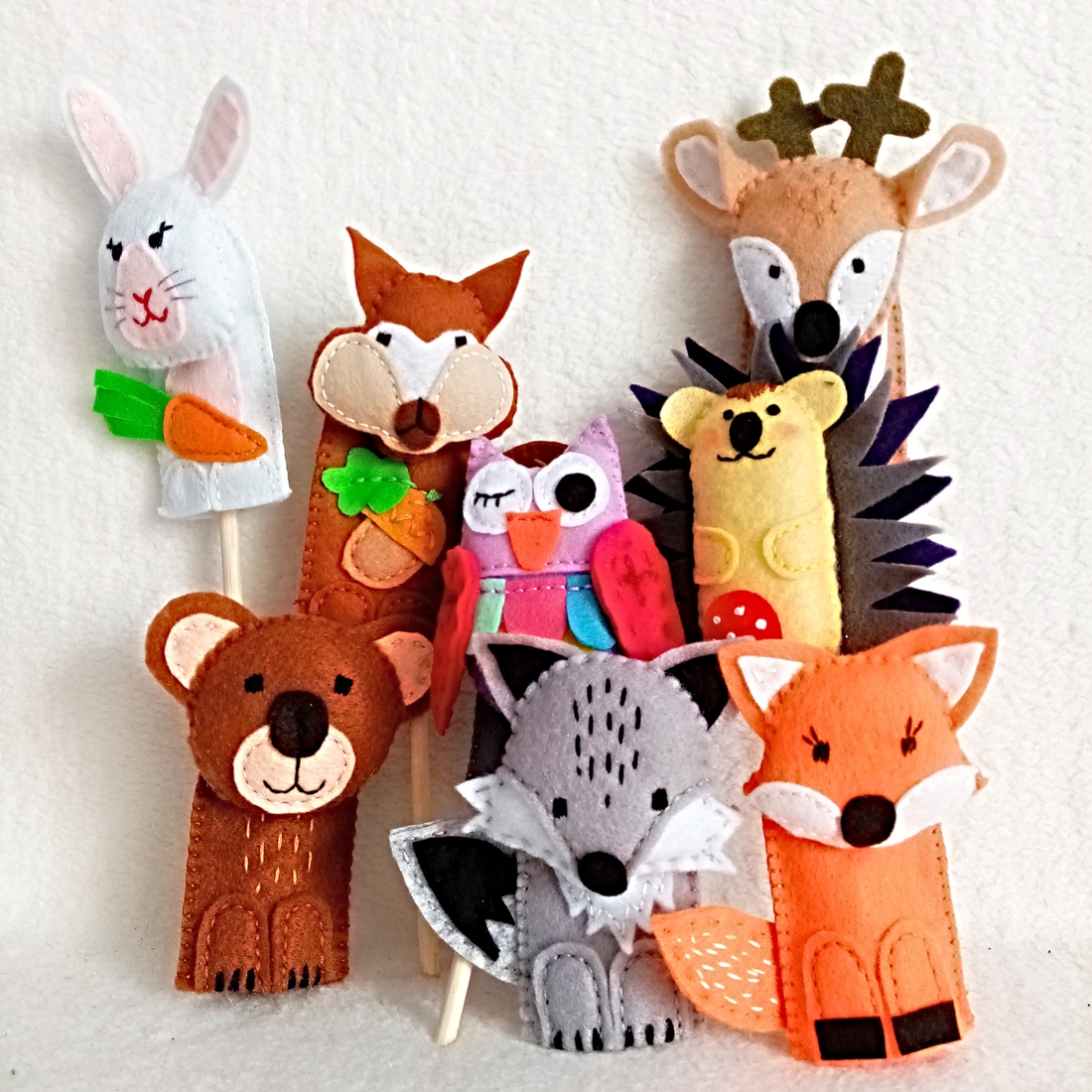 Marionete pe degete ,  Animale din Padure din fetru ,cadou ideal pentru prescolari. - jucării și echipamente pentru copii - marionete - marionete de deget - Artynos.ro