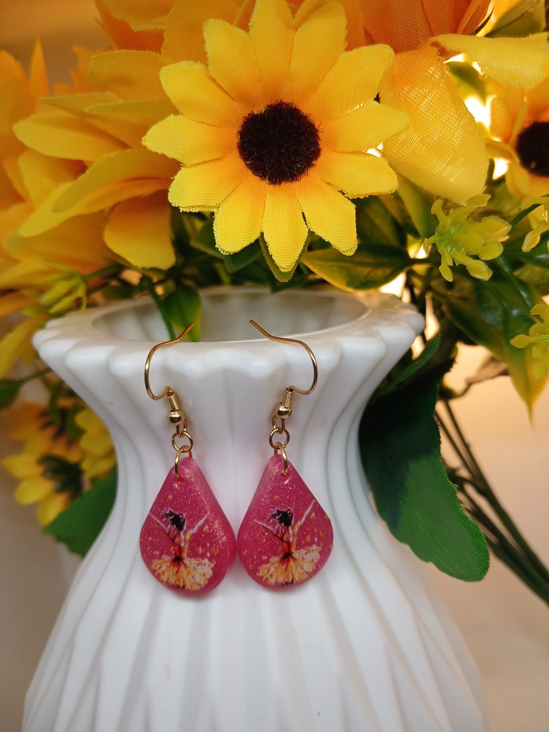 Cercei handmade balerina - bijuterii - cercei - cercei din rășină - Artynos.ro
