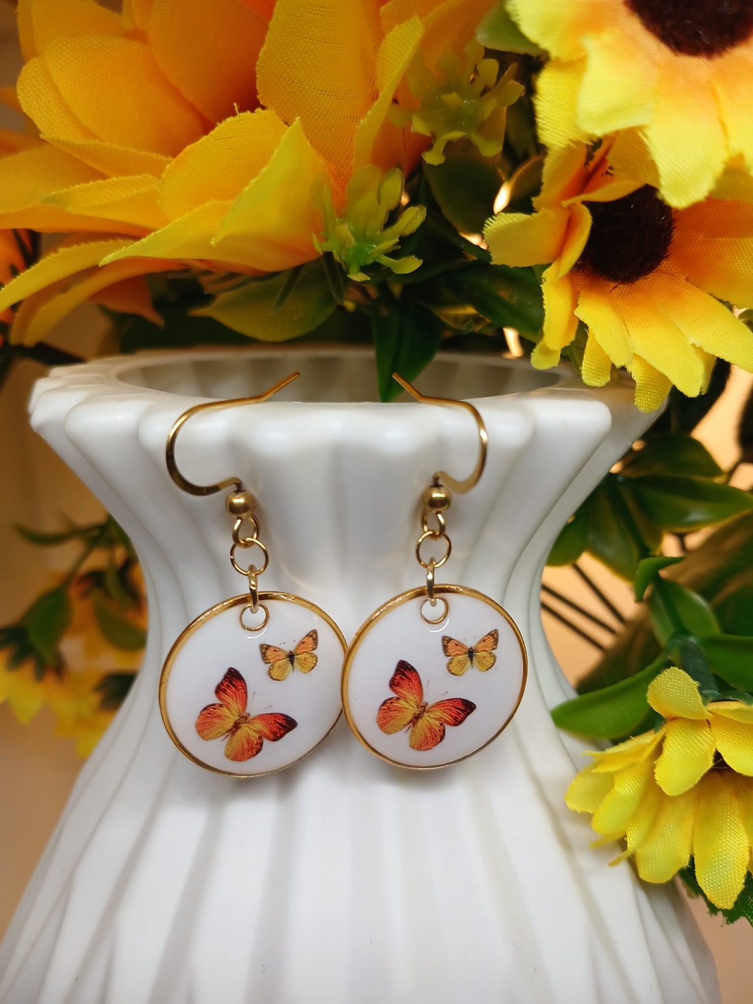 Cercei handmade fluturi - bijuterii - cercei - cercei din rășină - Artynos.ro