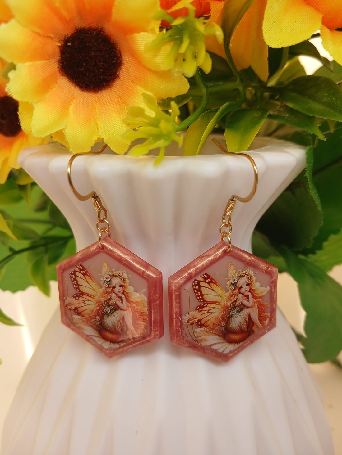 Cercei handmade zana - bijuterii - cercei - cercei din rășină - Artynos.ro