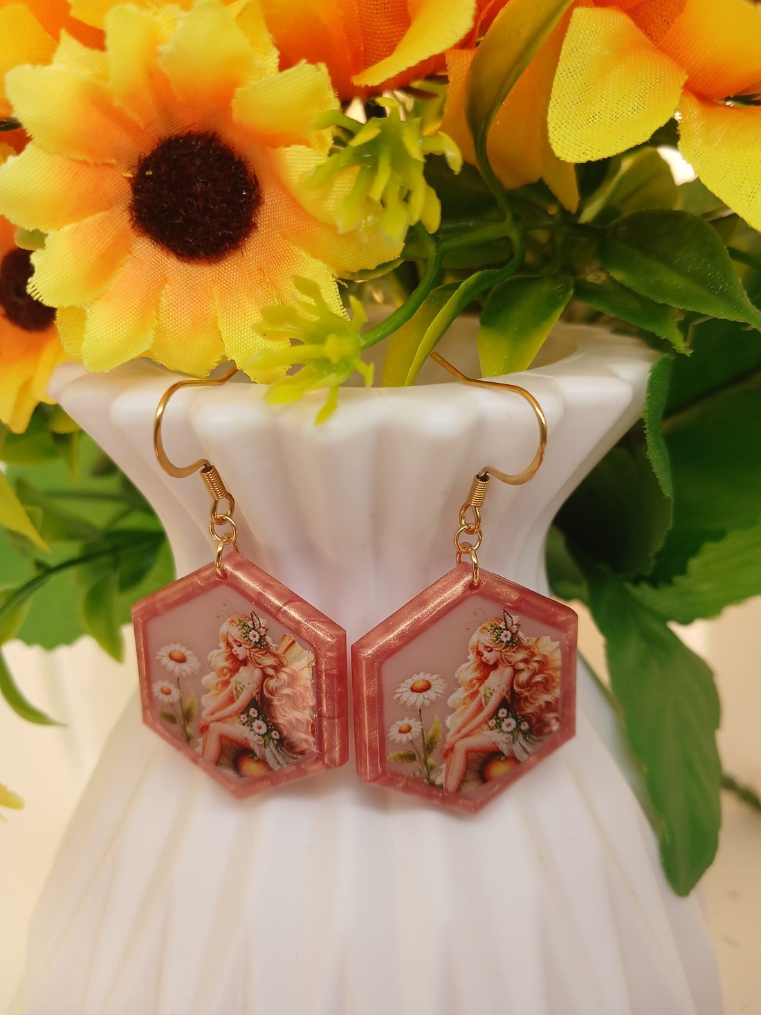 Cercei handmade zana - bijuterii - cercei - cercei din rășină - Artynos.ro