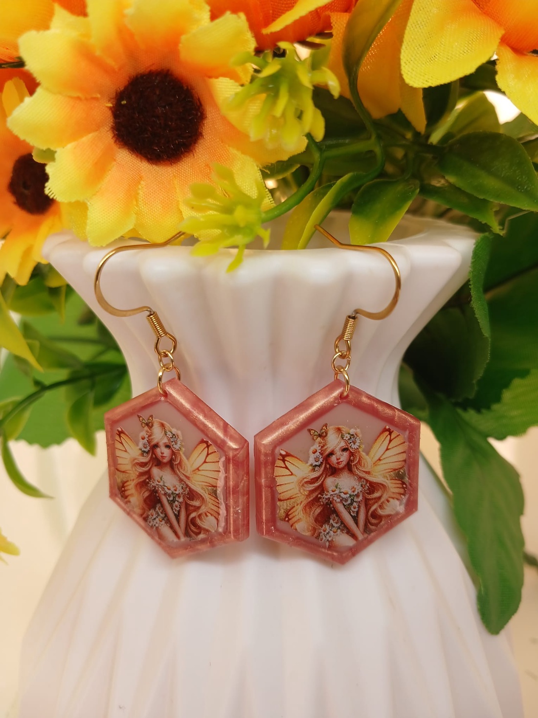 Cercei handmade zana - bijuterii - cercei - cercei din rășină - Artynos.ro