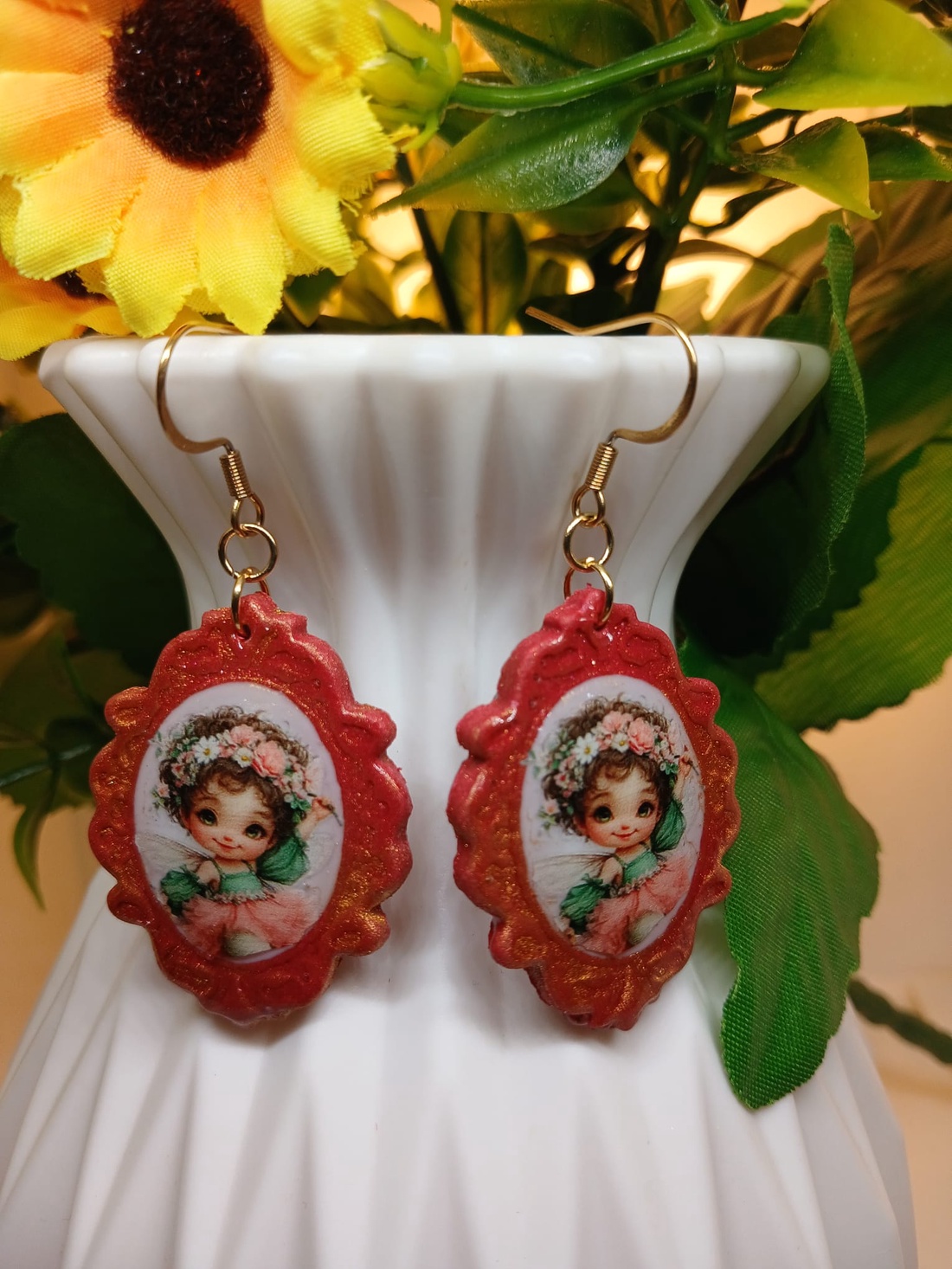 Cercei handmade Red Scarlet - bijuterii - cercei - cercei din rășină - Artynos.ro