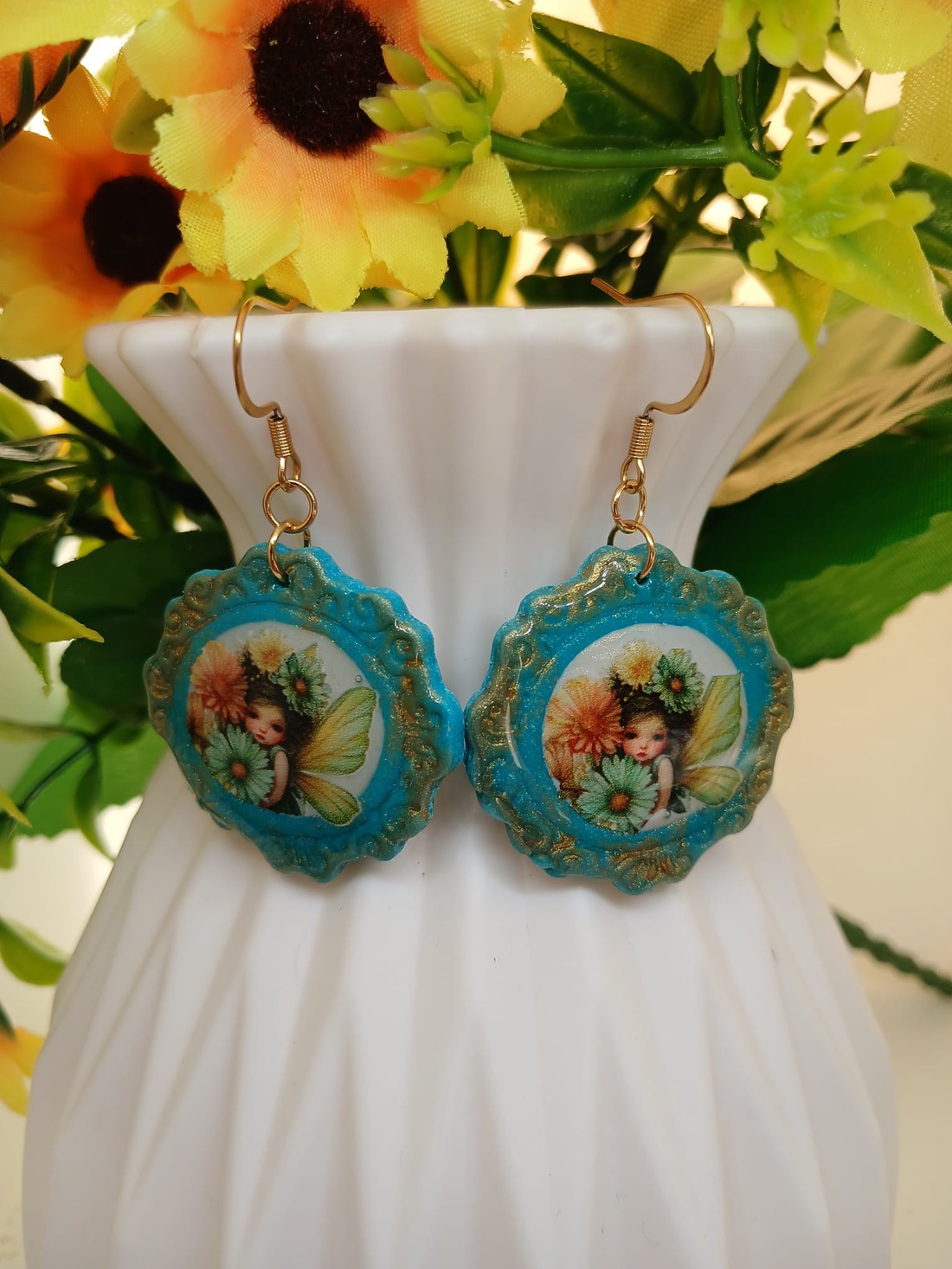 Cercei handmade turcoise dream - bijuterii - cercei - cercei din rășină - Artynos.ro